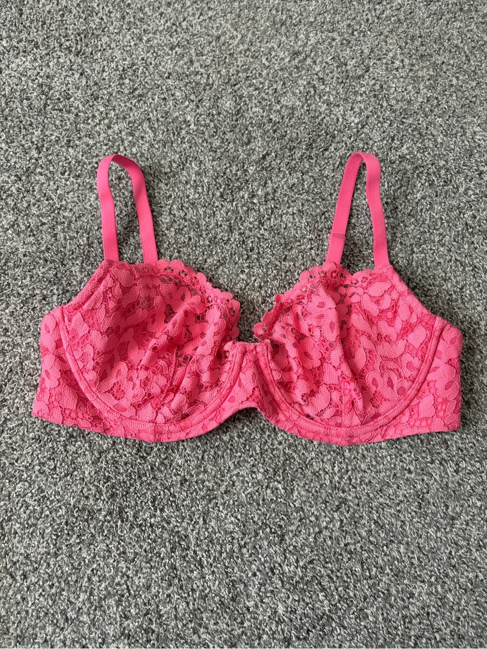 Victoria's Secret Hot Pink Lace Underwire Bra 36C Lingerie